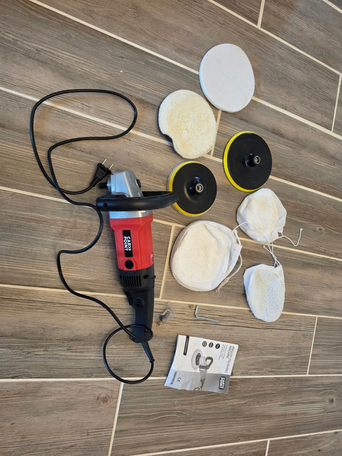 Carpoint Haakse Polijstmachine 1200W met accessoires, Ophalen of Verzenden, Zo goed als nieuw, 1000 watt of meer, Haakse handslijpmachine