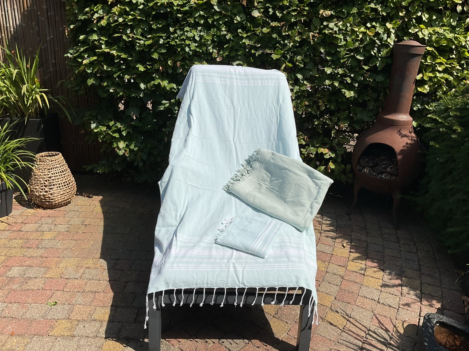 Set van 3: Strandlaken  en 2 Hammam doeken - Mint, Ophalen of Verzenden, Nieuw, Groen, Badlaken