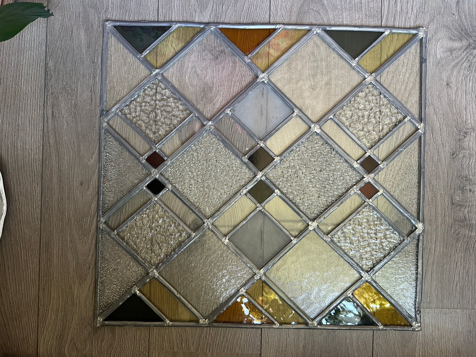 Glas in lood 52 bij 55 cm, Ophalen, Zo goed als nieuw, Glas in lood, Minder dan 80 cm