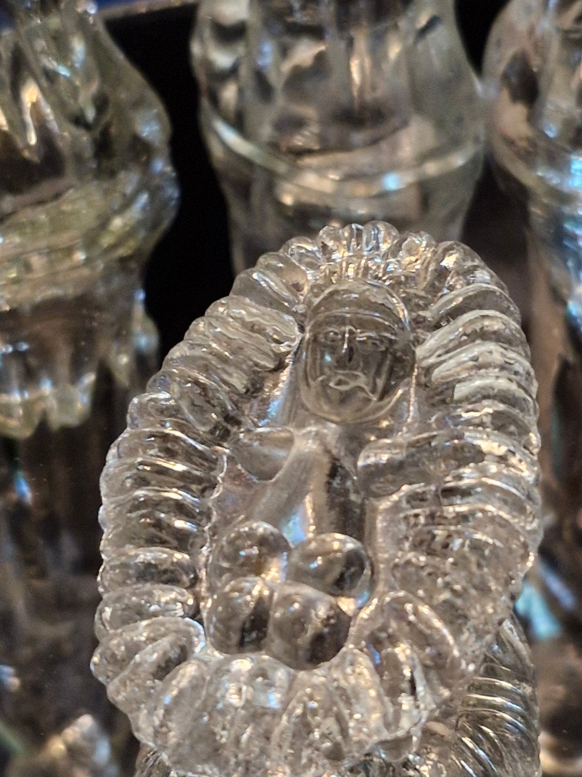 Klein Glazen Kerststal Beeldjes Set - Vintage Kerstdecoratie, Diversen, Ophalen, Gebruikt