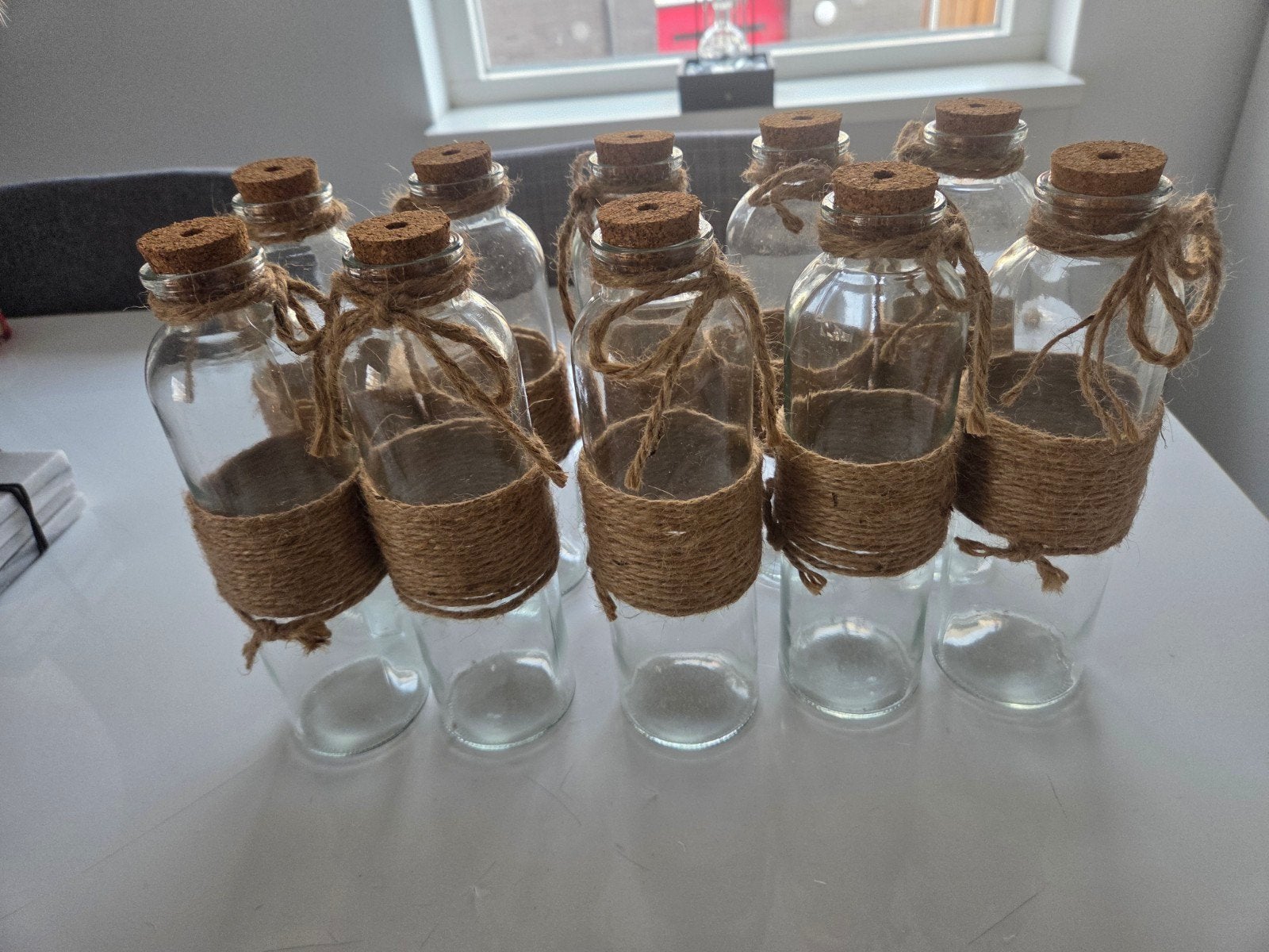 Glazen fles vaasjes met touw en kurk, Ophalen, Nieuw, Overige kleuren, Glas