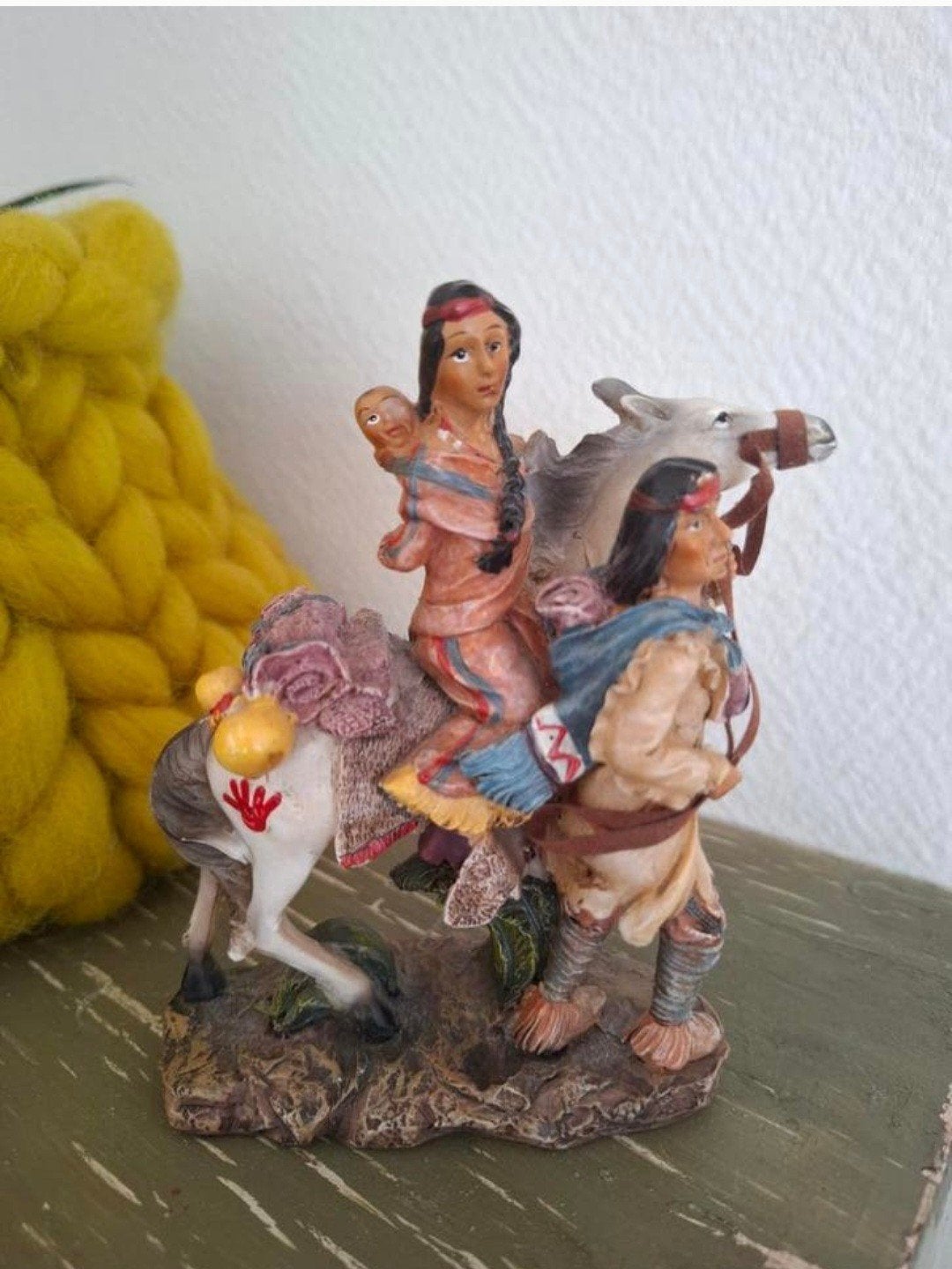 Inheemse familie op paard, Ophalen of Verzenden, Gebruikt, Beeldje of Poppetje
