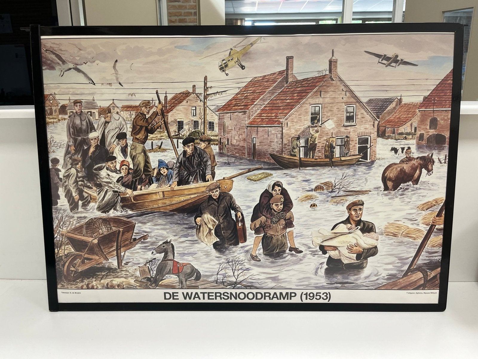 Schoolplaten: Watersnoodramp, Bevrijding, Crisisjaren (5 stu, Antiek en Kunst, Antiek | Schoolplaten, Ophalen, Geschiedenis