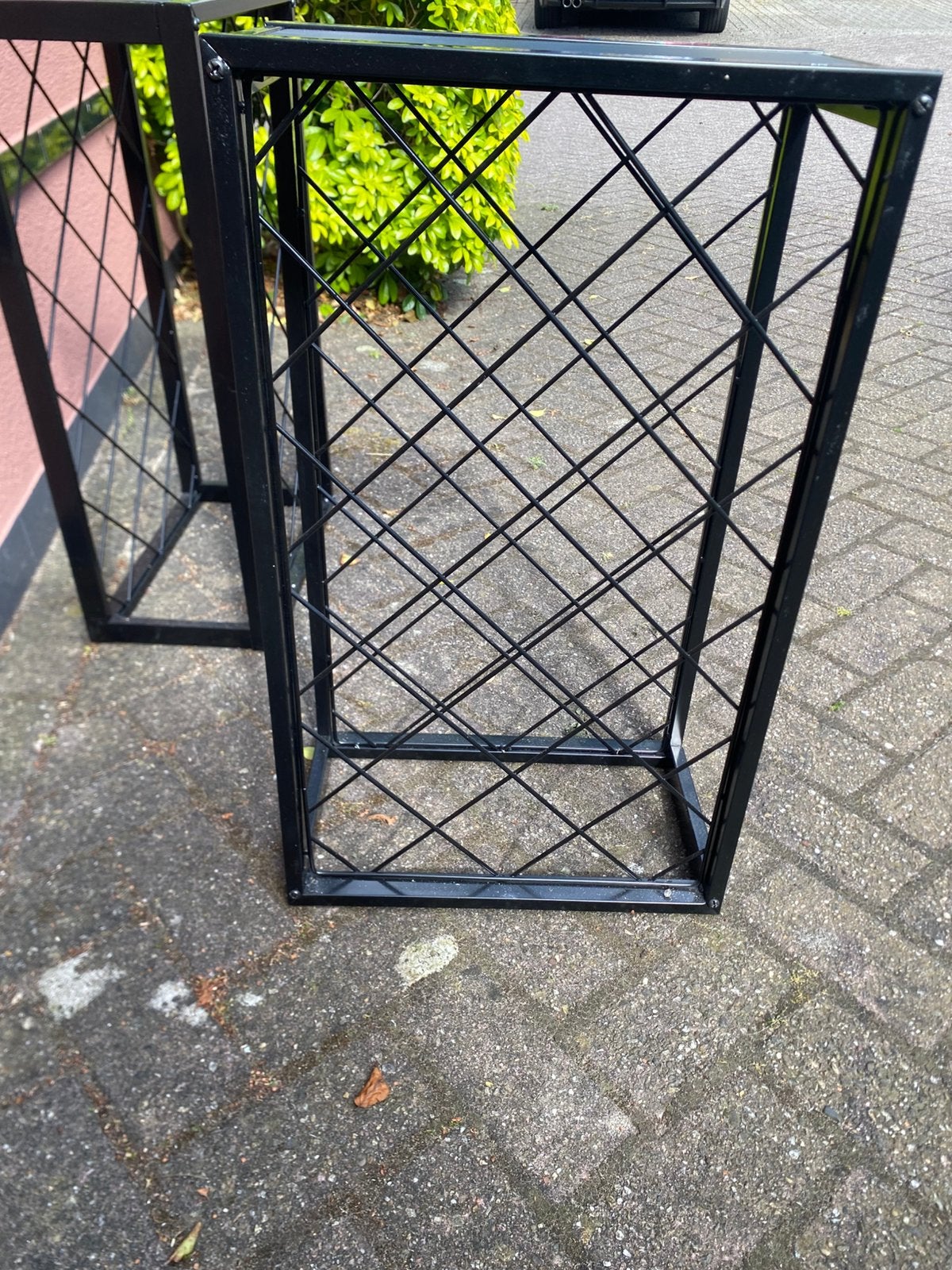 1Wijnrek  van zwart metaal voor 23 flessen, Ophalen, Gebruikt, Metaal, 15 tot 25 flessen
