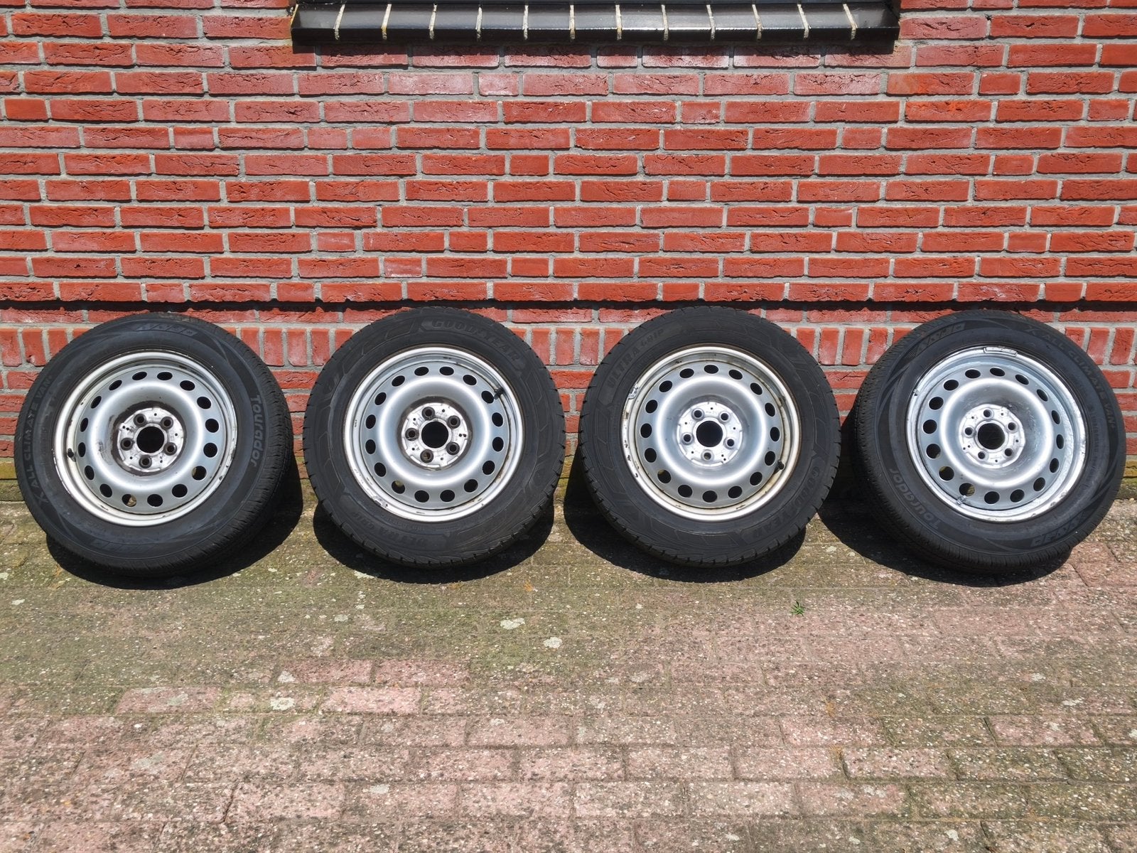 MERCEDES VITO VELGEN MET ALLSEASON BANDEN 16 INCH 5MM, Ophalen, Gebruikt, 16 inch, Banden en Velgen