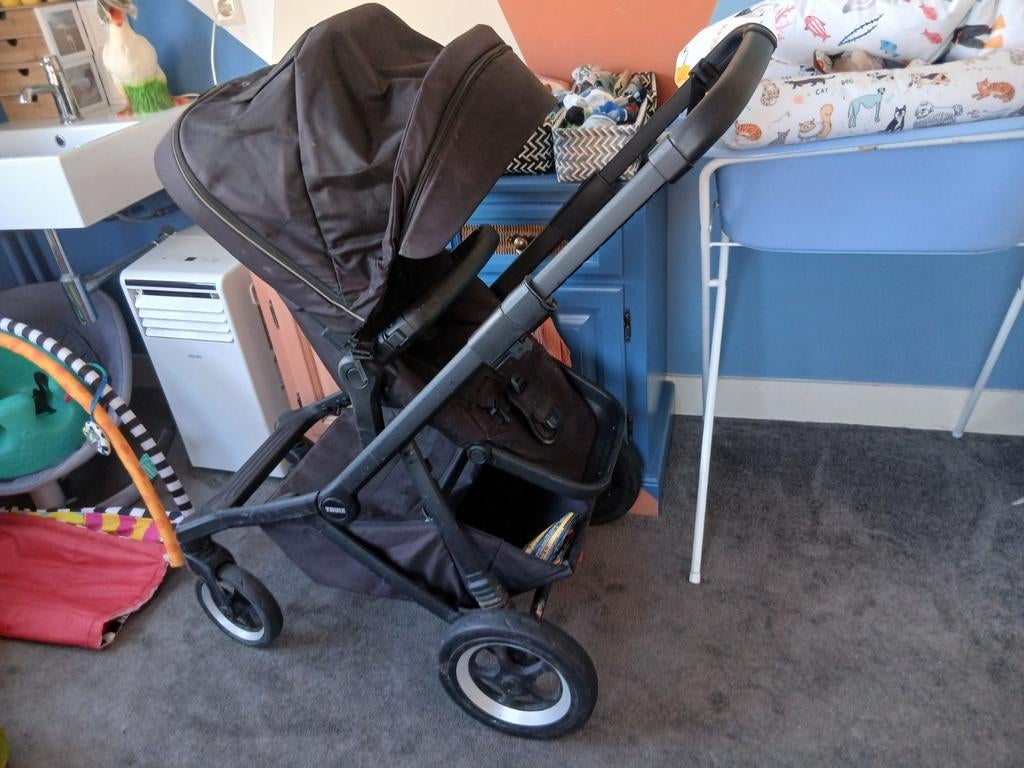Thule Sleek kinderwagen +bak, voetzak, regenhoes, adapters, Ophalen of Verzenden, Gebruikt, Overige merken