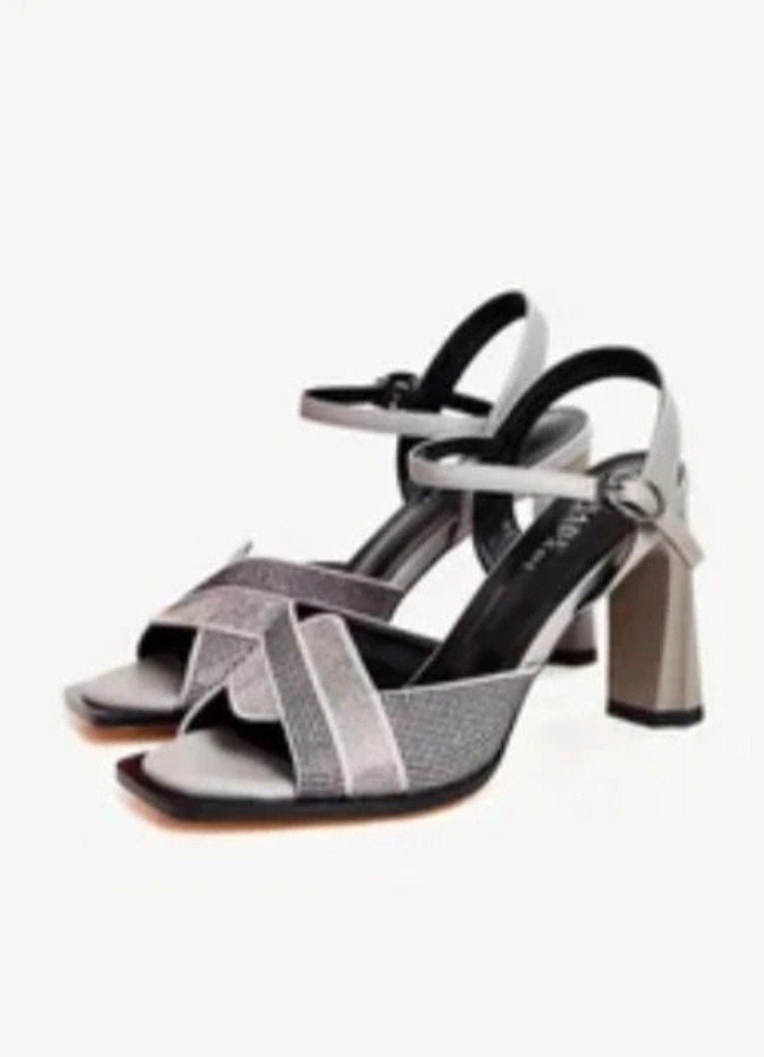 Cesare Gaspari muiltjes lila grijs glitter 39, Overige kleuren, Cesare Gaspari, Zo goed als nieuw, Sandalen of Muiltjes
