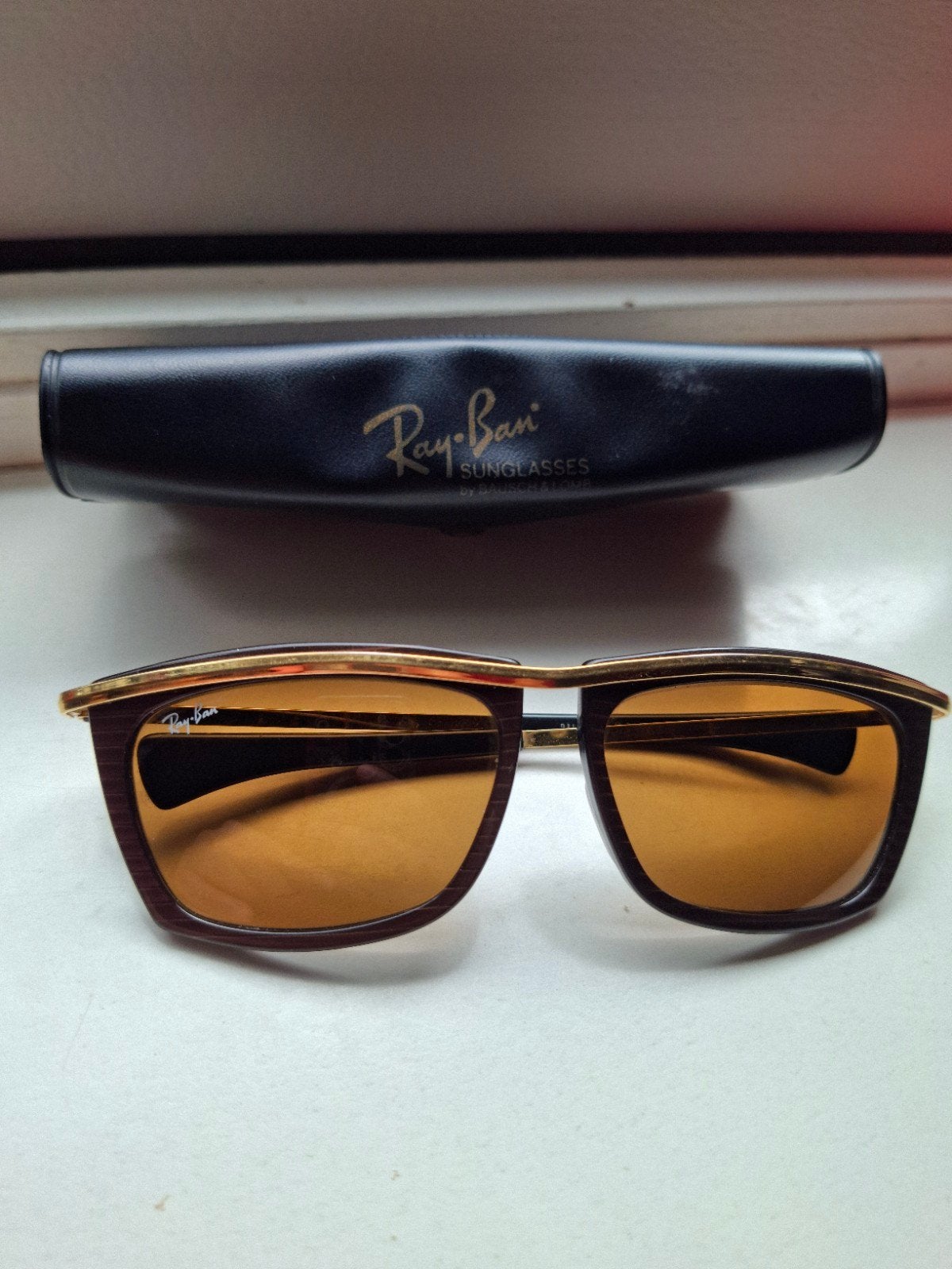 Ray-ban B&L Olympian II Brown pearalized zonnebril, Gebruikt, Zonnebril, Bruin, Ophalen of Verzenden