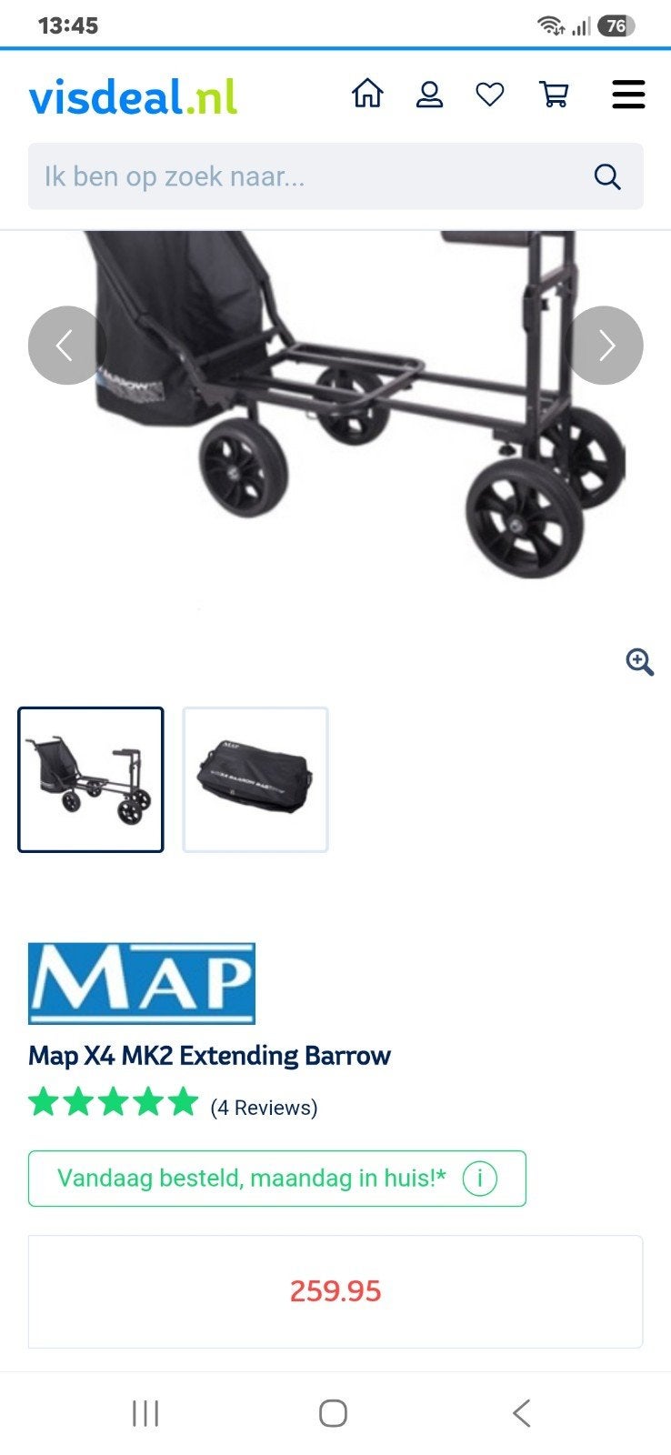 MAP X4 MK2 Extending Barrow Transportkar, Ophalen