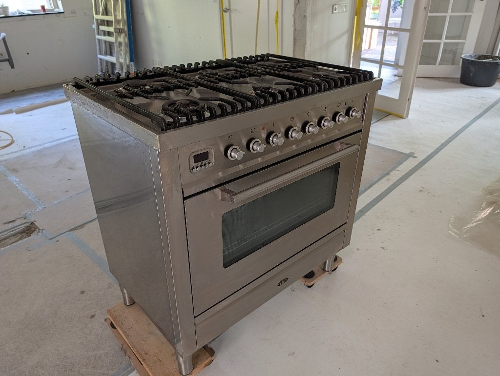 Boretti 6-pits gasfornuis met elektrische oven – RVS, Ophalen, Gebruikt, 60 cm of meer, Gas