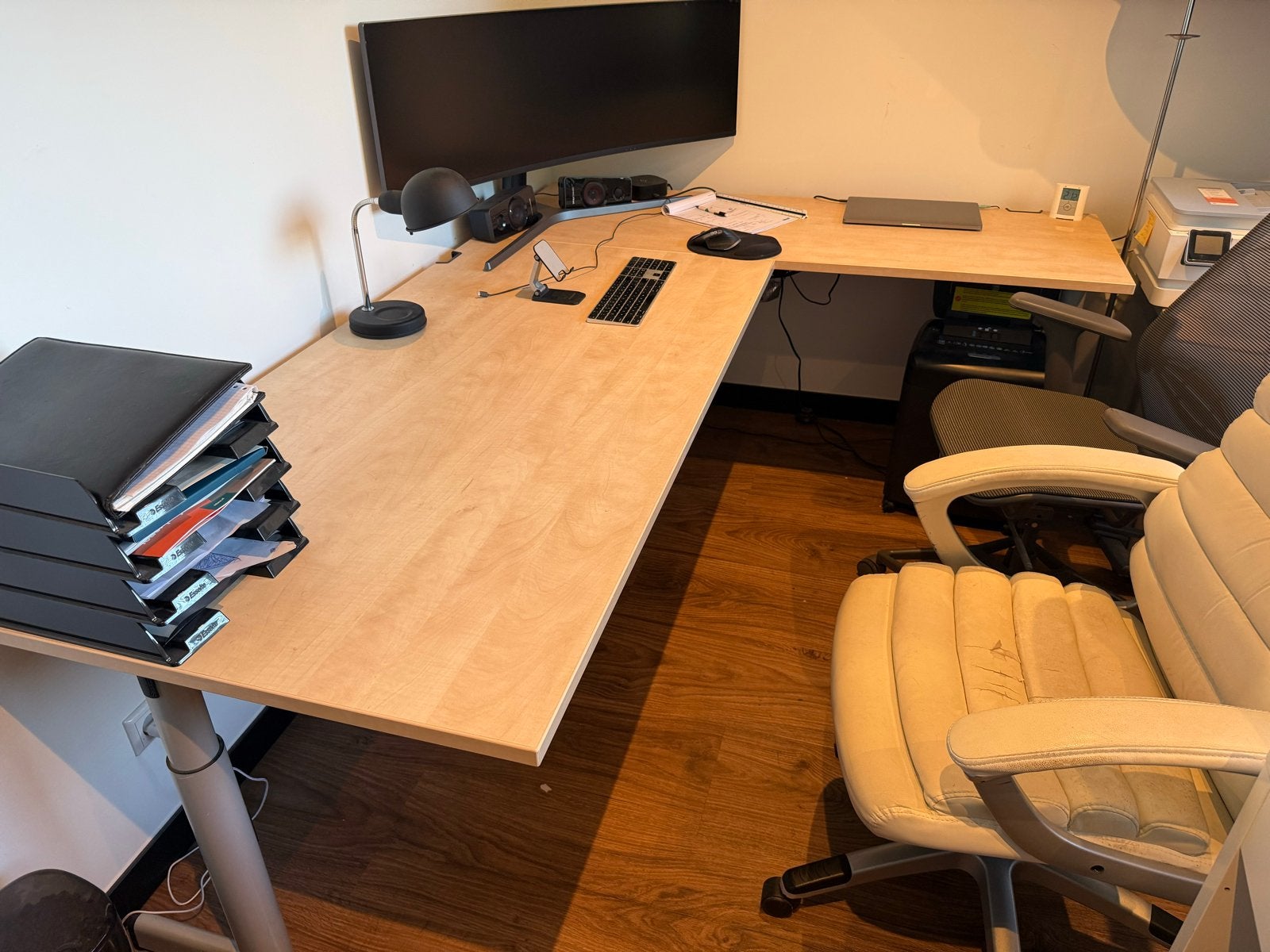 Compleet kantoor Hoekbureau inc argief kast en bureau kast, Huis en Inrichting, Ophalen, Gebruikt, Hout, Hoekbureau