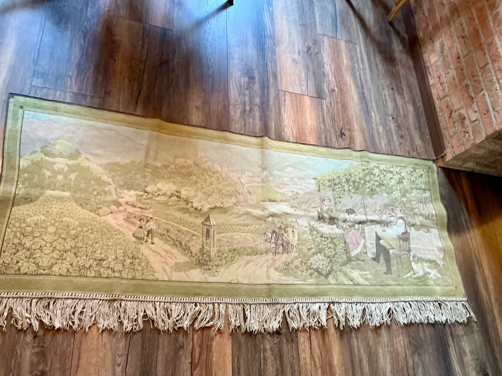 Wandkleed met franje ,gobelin, Antiek en Kunst, Ophalen of Verzenden