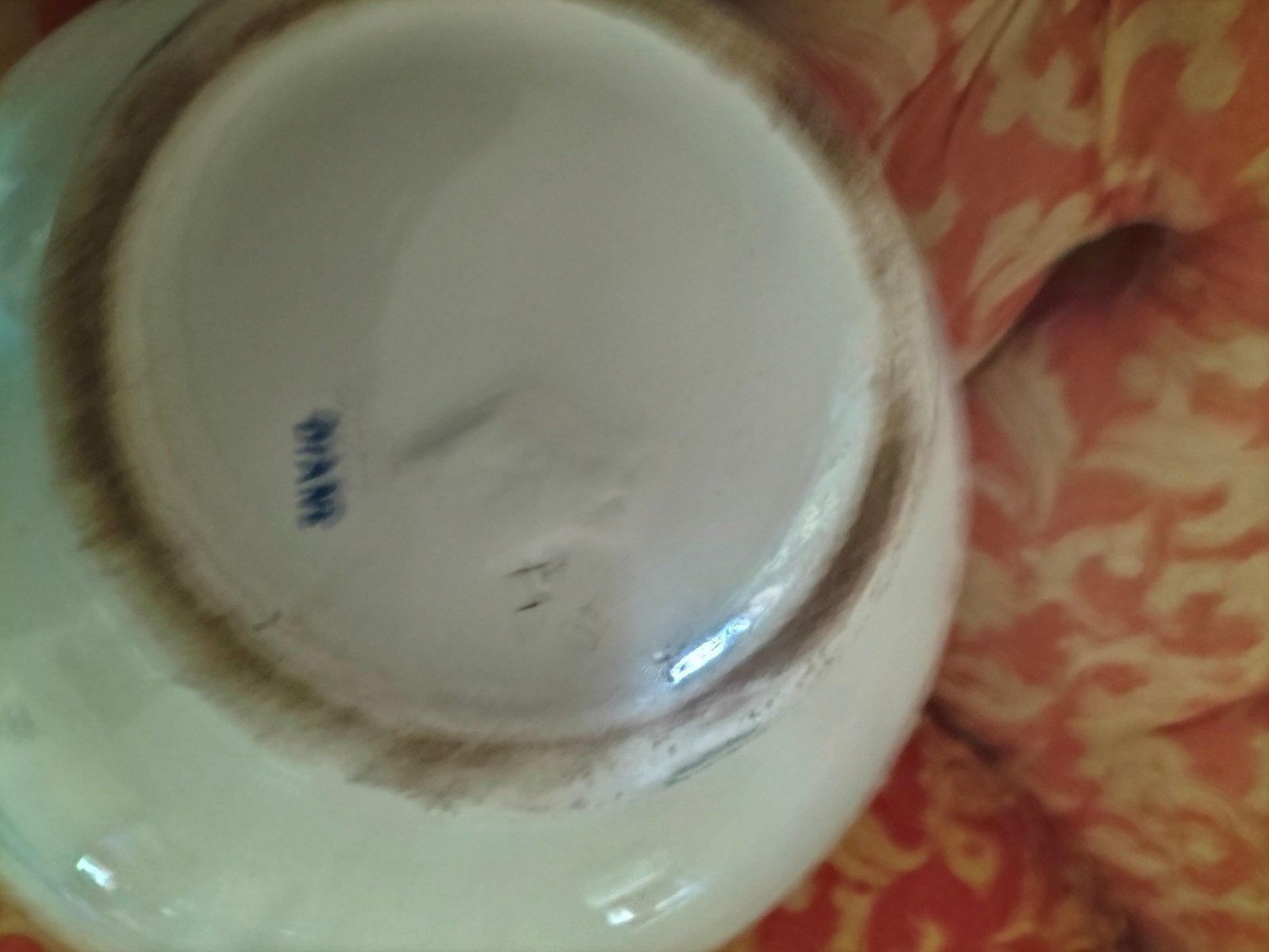 Antieke Petrus Regout lampetkan - Blauw wit decor, Ophalen