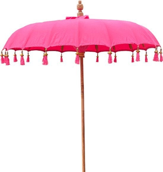 Parasol Bali Roze - Canvas - SALE Showmodel, Ophalen, Zo goed als nieuw, Stokparasol, 1 tot 2 meter