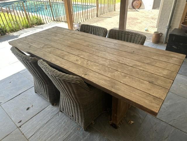 Tuintafel met 4 stoelem, Ophalen, Zo goed als nieuw, Rechthoekig, Hout