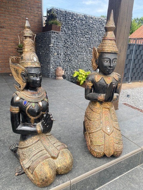 2 oude thaise tempelwachters, Antiek en Kunst, Kunst | Beelden en Houtsnijwerken, Ophalen