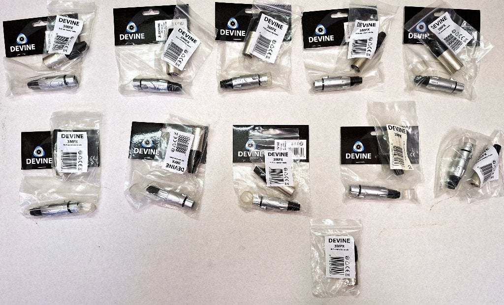 10 setjes Devine Premium XLR connectors (Male + Female), Ophalen of Verzenden, Nieuw, Apparatuur
