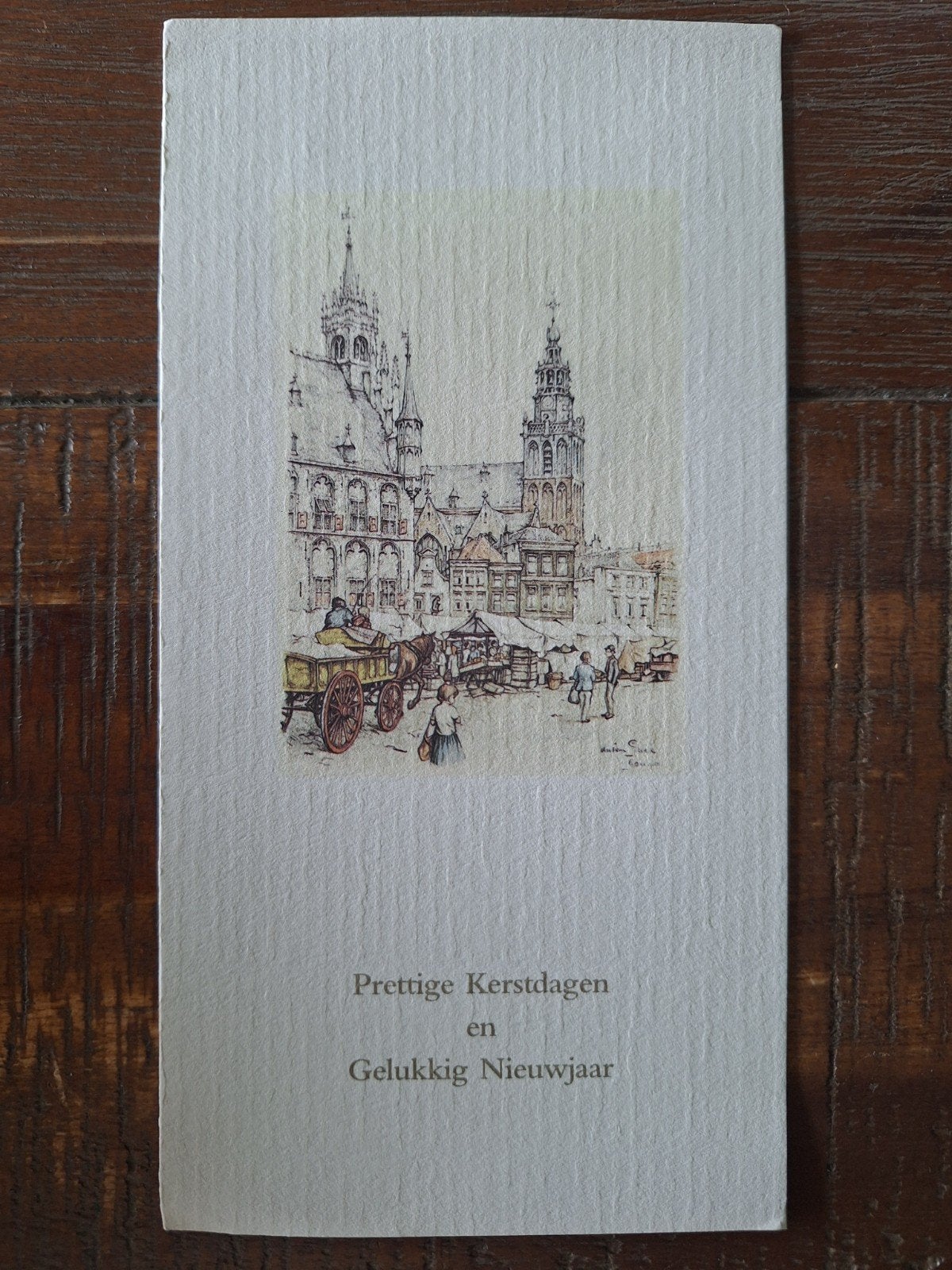 Vouwkaart Anton Pieck - Gouda, Markt - Prettige Kerstdagen, Ophalen of Verzenden, Gelopen, Stad of Dorp