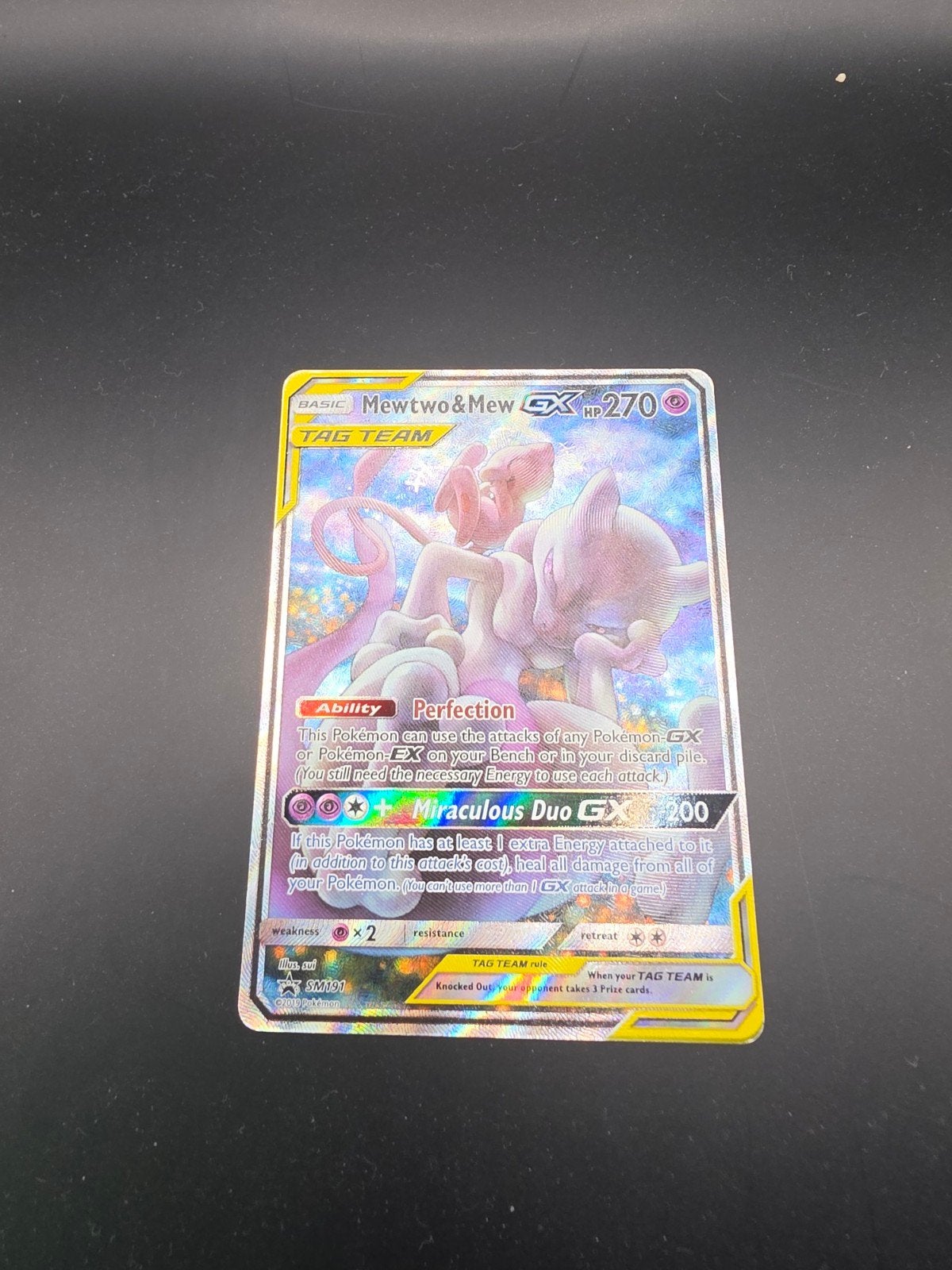Mewtwo & Mew GX Black Star Promo SM241, Ophalen of Verzenden, Gebruikt, Losse kaart, Foil