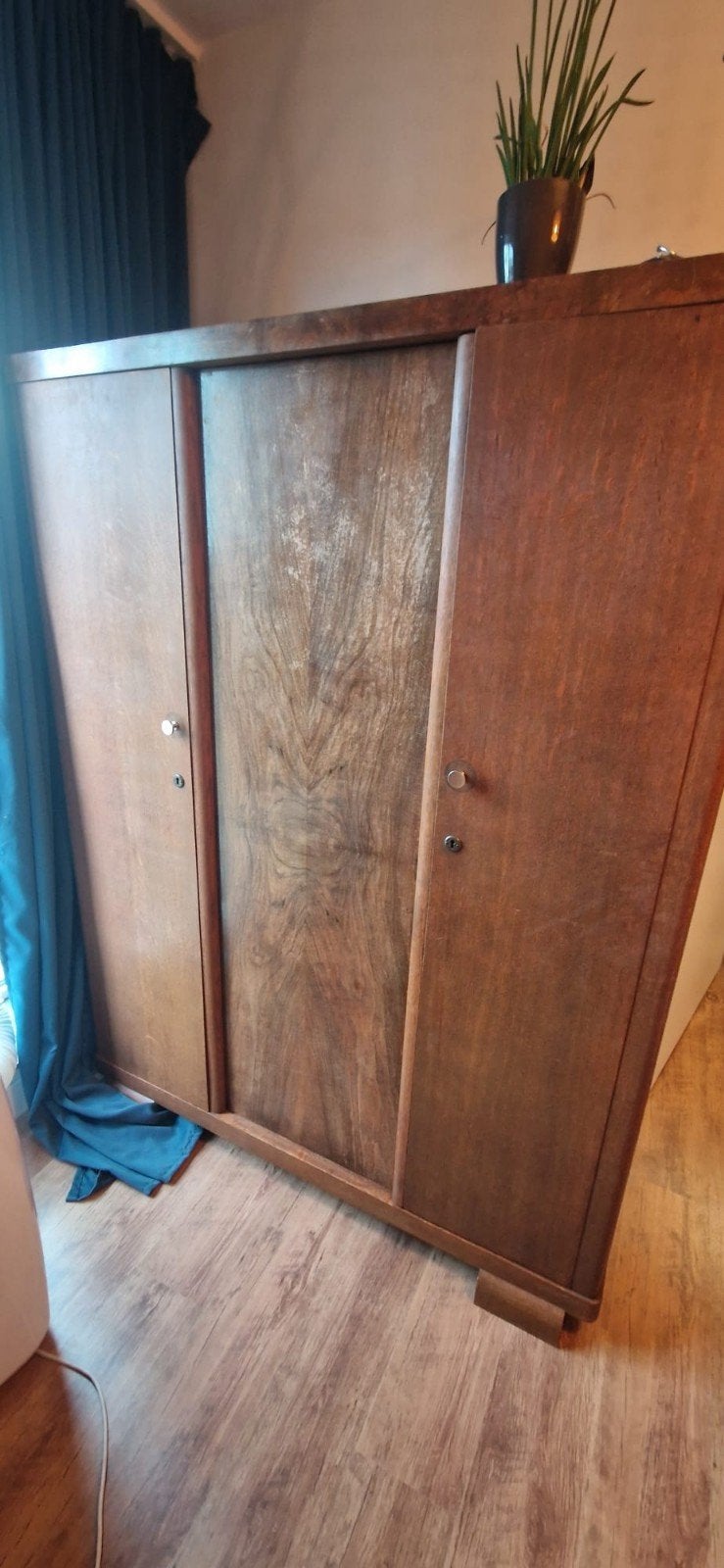 vintage houten kledingkast, Huis en Inrichting, Kasten | Kledingkasten, Ophalen, Met deur(en), Gebruikt, 100 tot 150 cm
