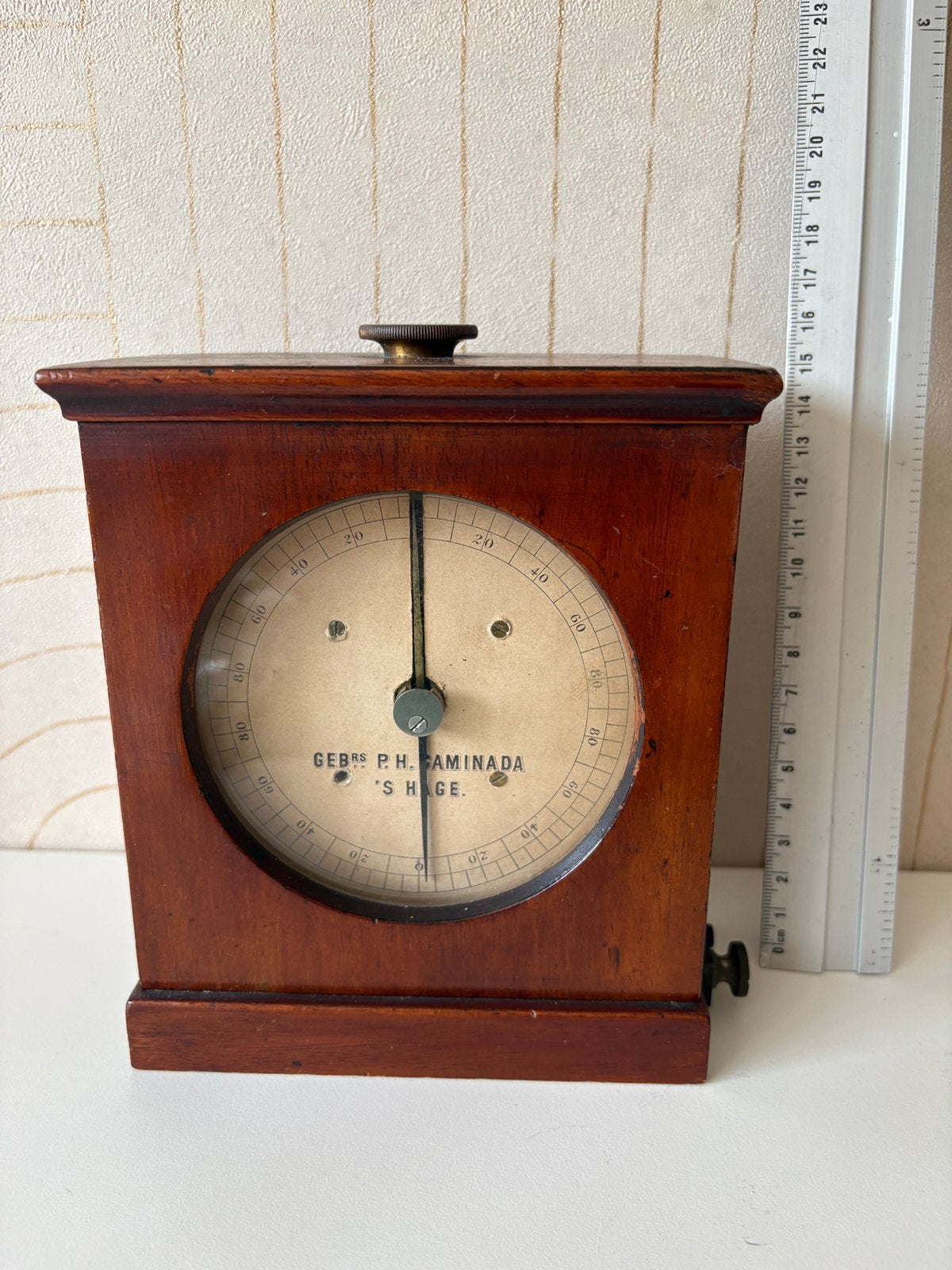 Galvanometer, antiek, gebroeders P. & H. Caminada, Den Haag, Antiek en Kunst, Antiek | Gereedschap en Instrumenten, Ophalen of Verzenden