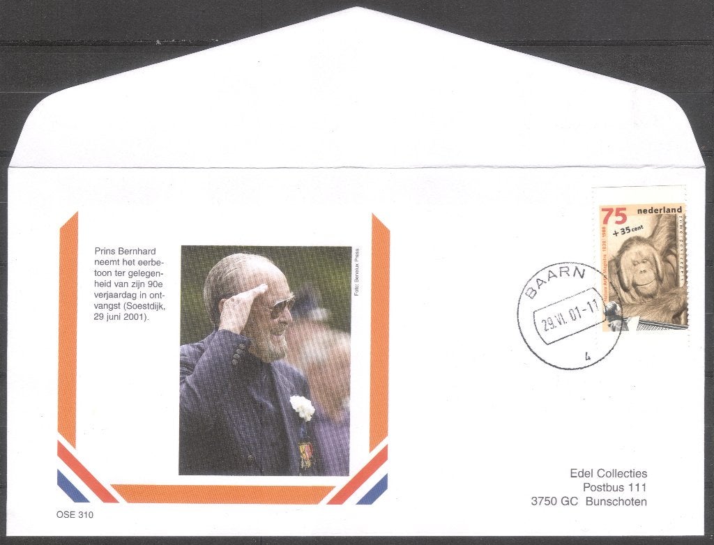 OSE310 - Bernhard 90 jaar 2001, Verzenden, Envelop
