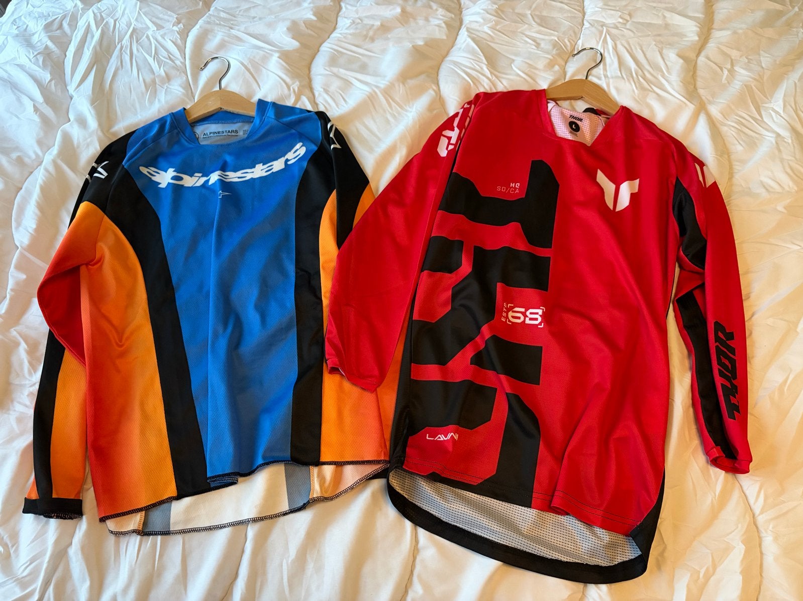 Twee cross shirts - Alpinestars en Thor - Jeugd L, Motoren, Ophalen of Verzenden, Tweedehands, Kinderen, Motorcrosskleding