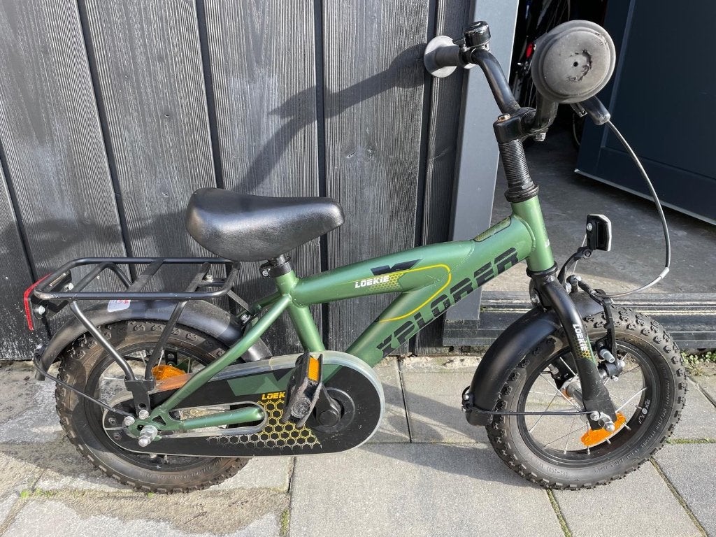 Loekie Xplorer kinderfiets 12 inch - Groen, Ophalen, Terugtraprem, Gebruikt, Loekie