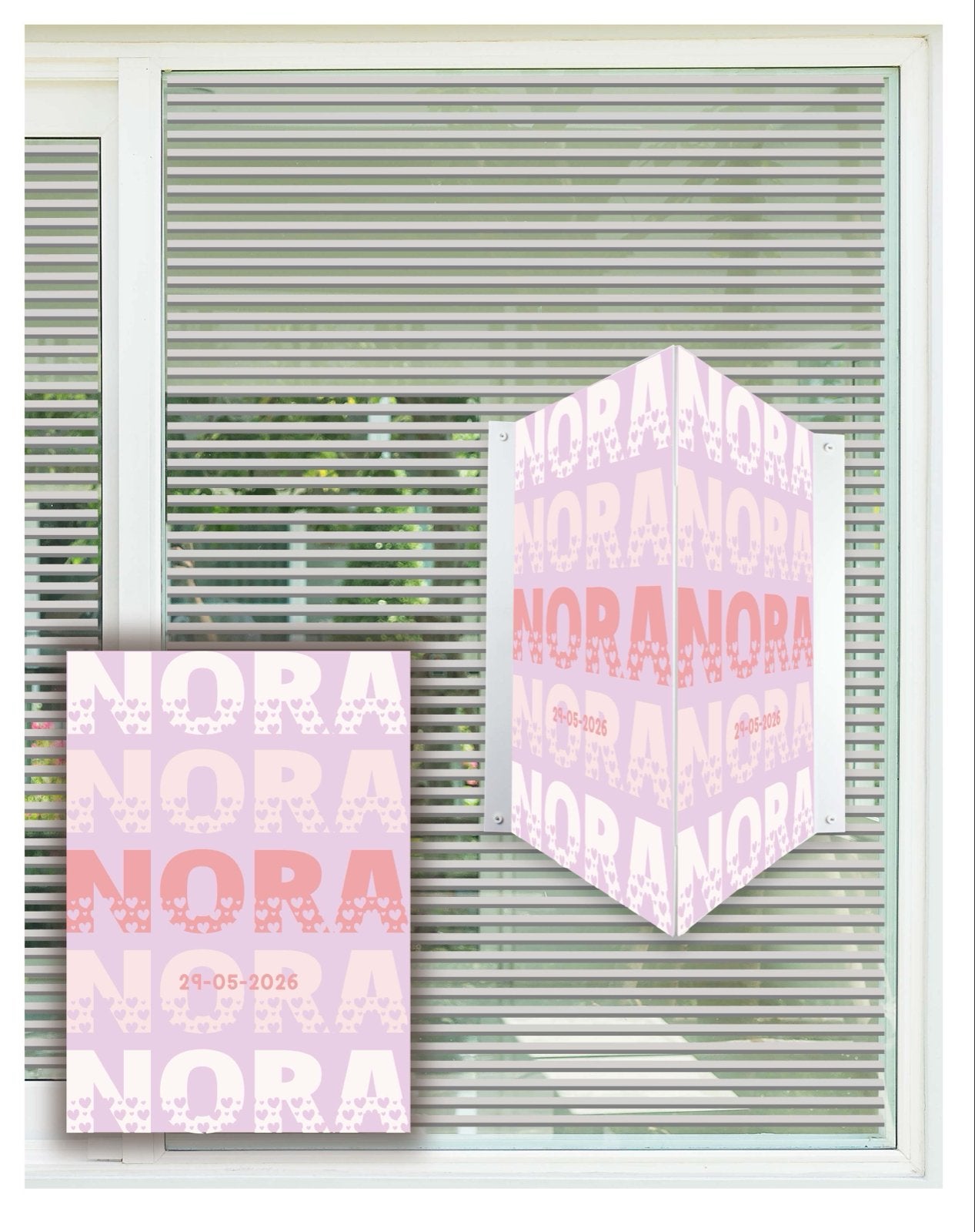 Geboortebord, Raambord of Raamsticker met naam en hartjes, Ophalen of Verzenden, Nieuw, Geboortebord