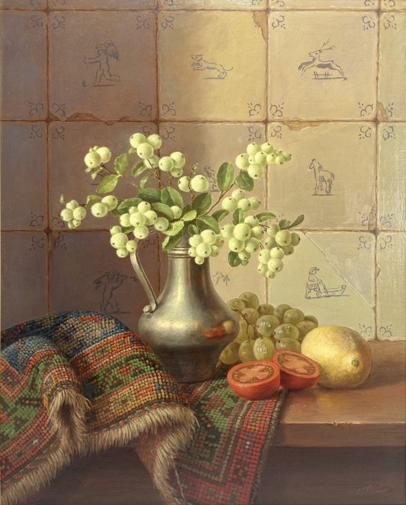 825. Olieverfschilderij, E.P. Moleveld – stilleven, 20e eeuw, Ophalen of Verzenden, Olieverf, Stilleven