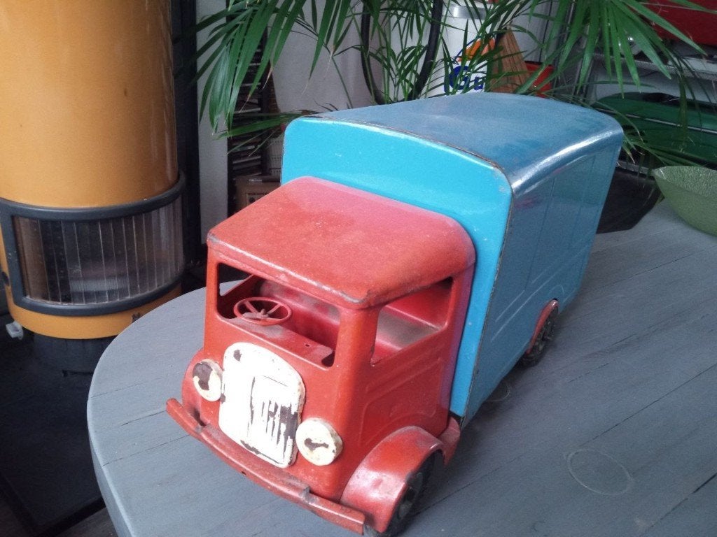 Leuke blikken jaren 50 - 60 Tri-ang / Triang vrachtwagen, Ophalen of Verzenden