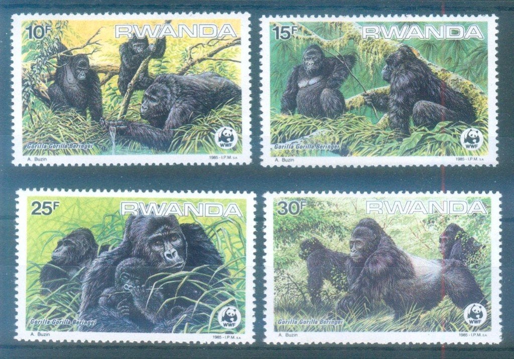 C825 Ruanda 1292/95 postfris Apen / WWF, Verzenden, Postfris, Dier of Natuur