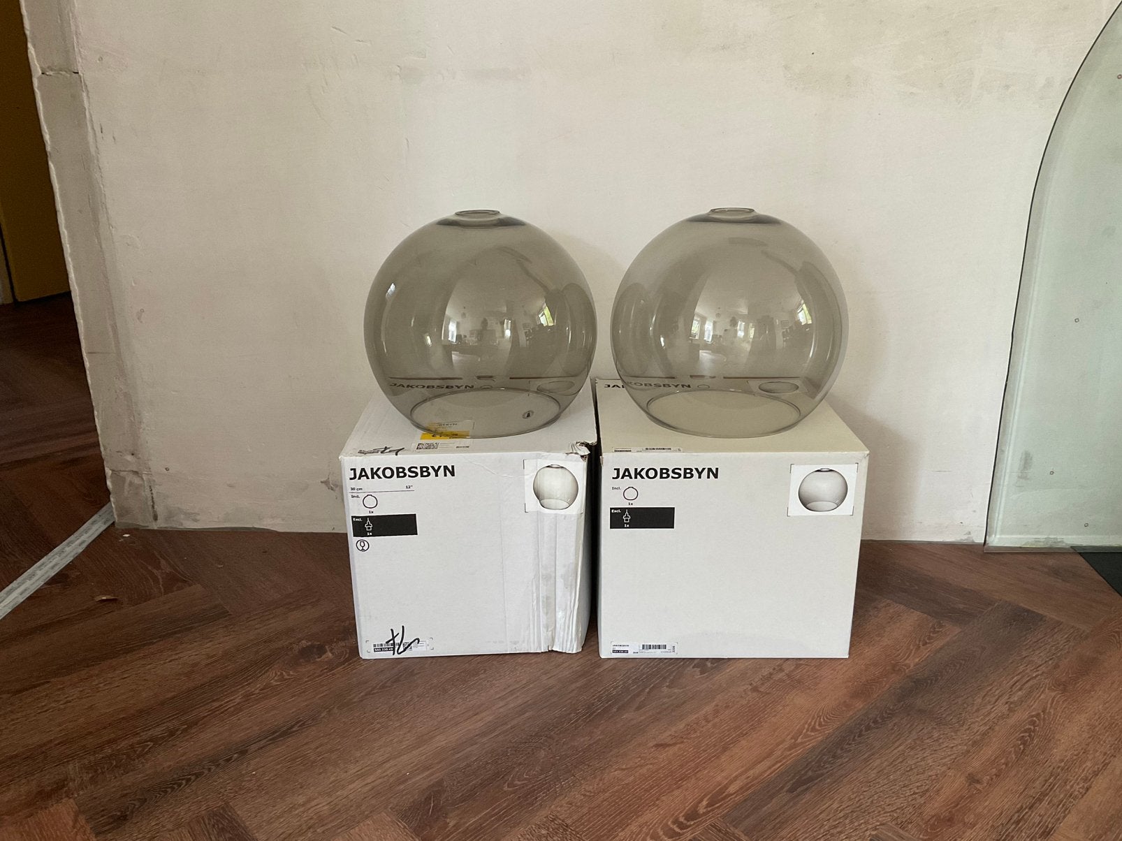2x glas lampenkap IKEA Jakobsbyn, Ophalen, Zo goed als nieuw, Glas