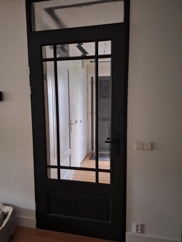 Binnendeur (opdek) met glas, Doe-het-zelf en Verbouw, Deuren en Horren, Ophalen, Gebruikt, 80 tot 100 cm, Binnendeur