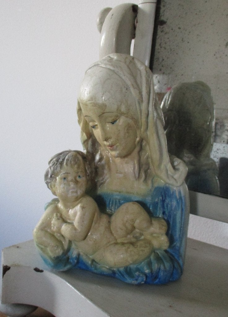 brocante borstbeeldje moeder met kindje, Ophalen of Verzenden