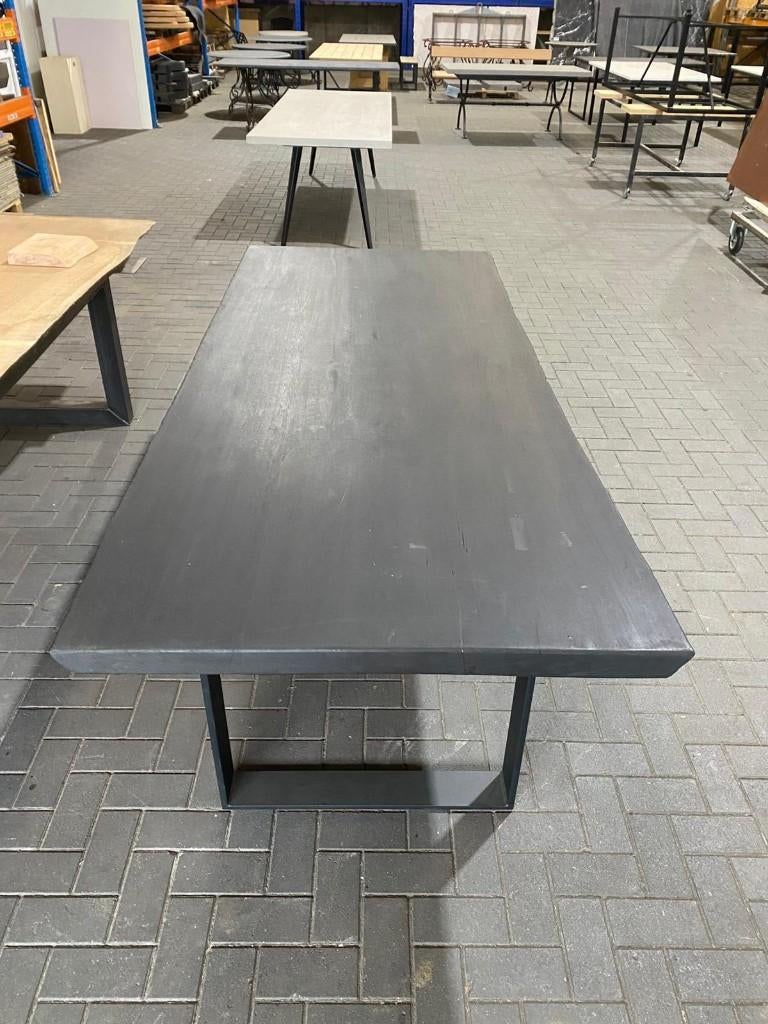 Robuste eiken boomstamtafel - 225x100x78cm, Ophalen, Eikenhout, 200 cm of meer, 50 tot 100 cm