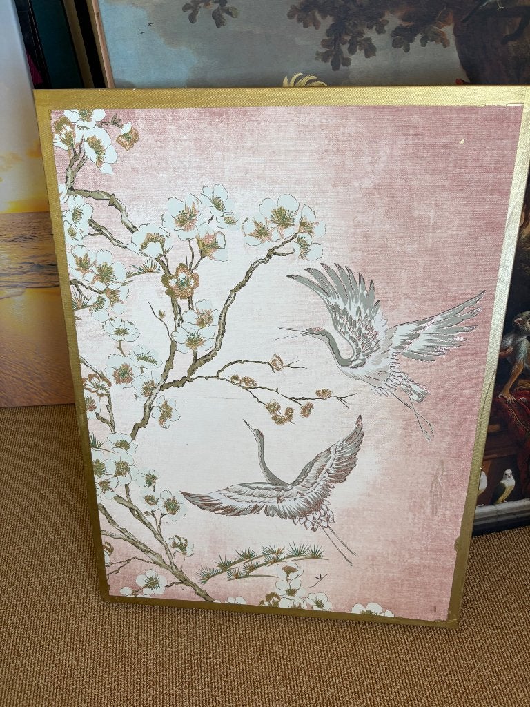 Canvas Japanse kraanvogel met bloemen, Ophalen, Gebruikt, Overige typen, 75 – 100