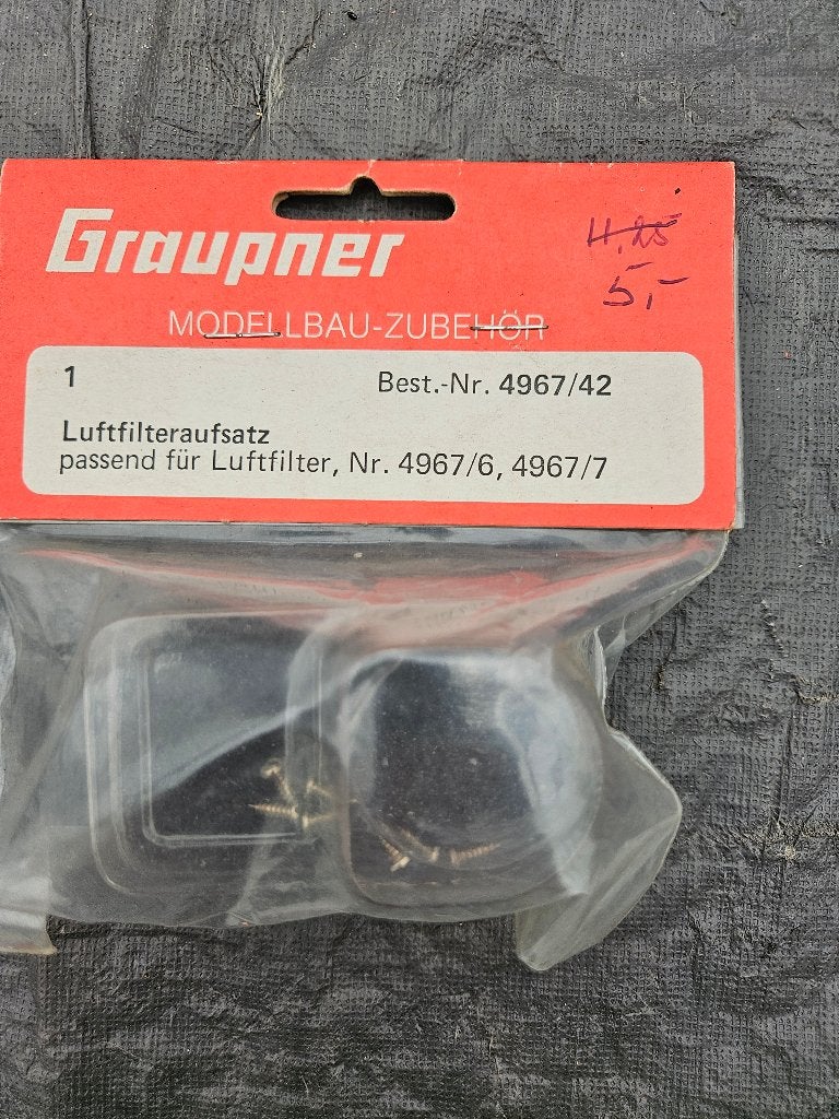 Vintage Luchtfilter opzetstuk 1/8 van Graupner, Nieuw, Ophalen of Verzenden, Onderdeel, Nitro