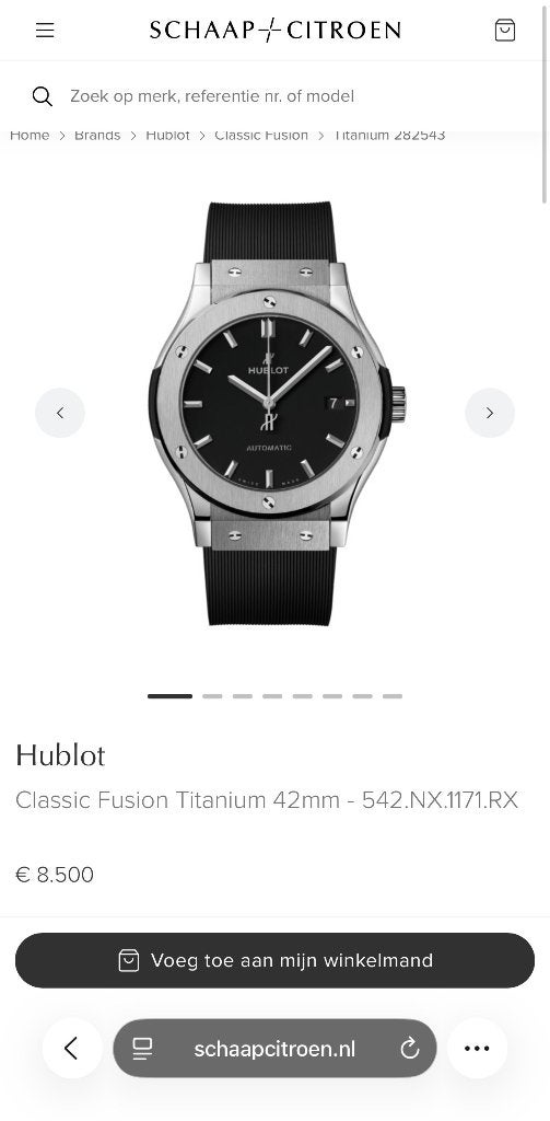 Hublot Classic Fusion Titanium 42 mm – Full Set – Nieuwstaat, Overige materialen, Polshorloge, Kunststof, Zo goed als nieuw