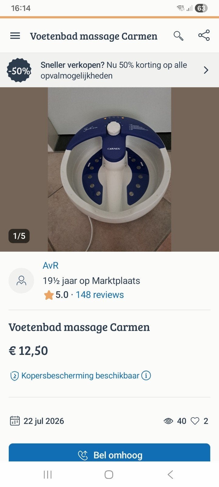Voetenbad massage Carmen, Ophalen, Zo goed als nieuw, Apparaat