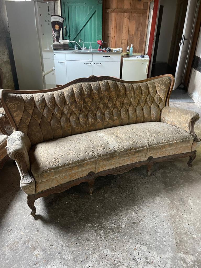 Antieke bank en twee fauteuils - Barokstijl, Antiek en Kunst, Antiek | Meubels | Stoelen en Banken, Ophalen