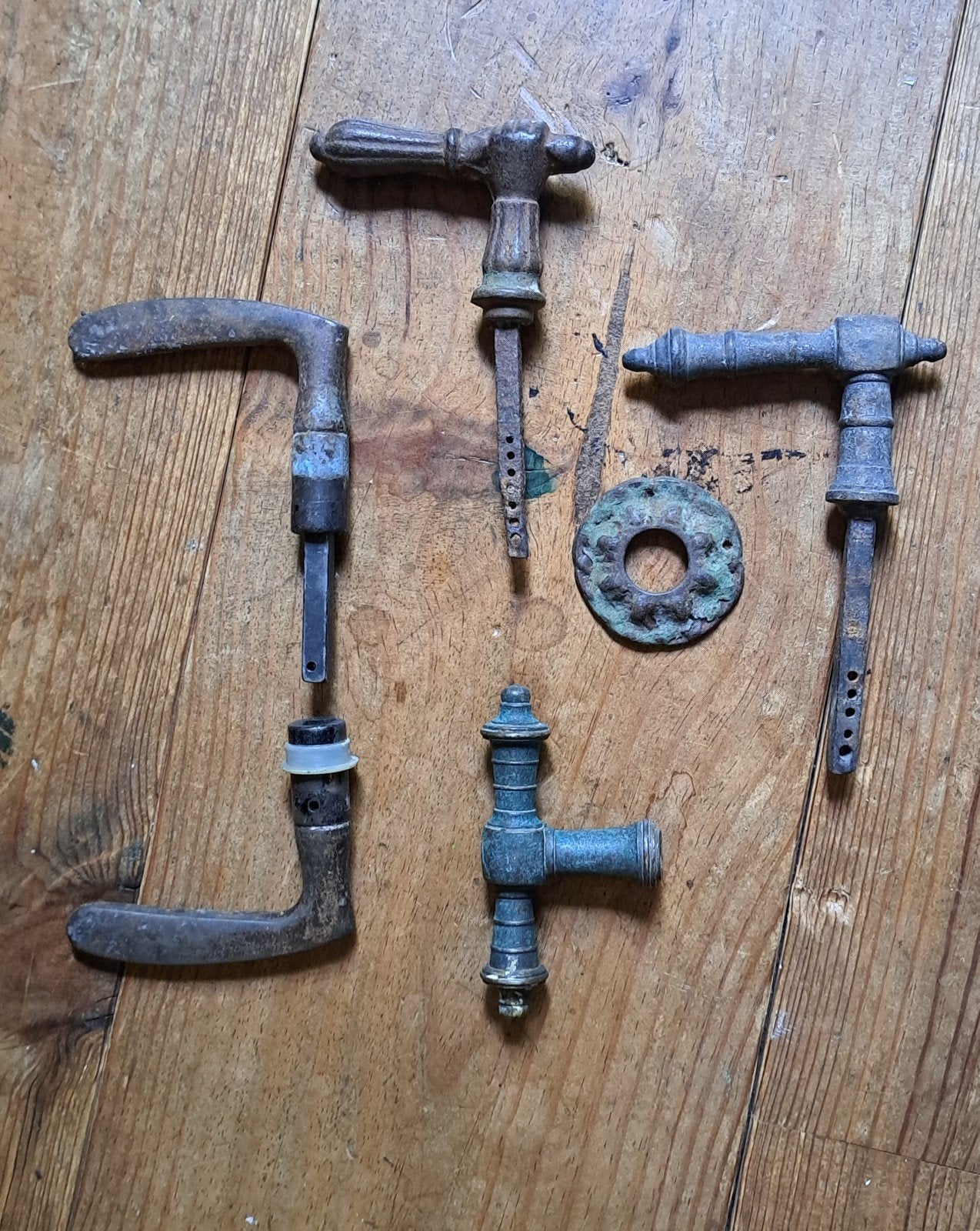 Antieke deurklink en rozet - Diverse, Ophalen of Verzenden, Gebruikt, Overige materialen, Klink of Kruk