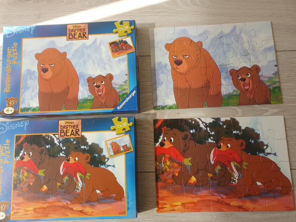 Puzzel  2x 20 stukjes.  Disney Brother Bear, Ophalen of Verzenden, 10 tot 50 stukjes, Zo goed als nieuw, 2 tot 4 jaar
