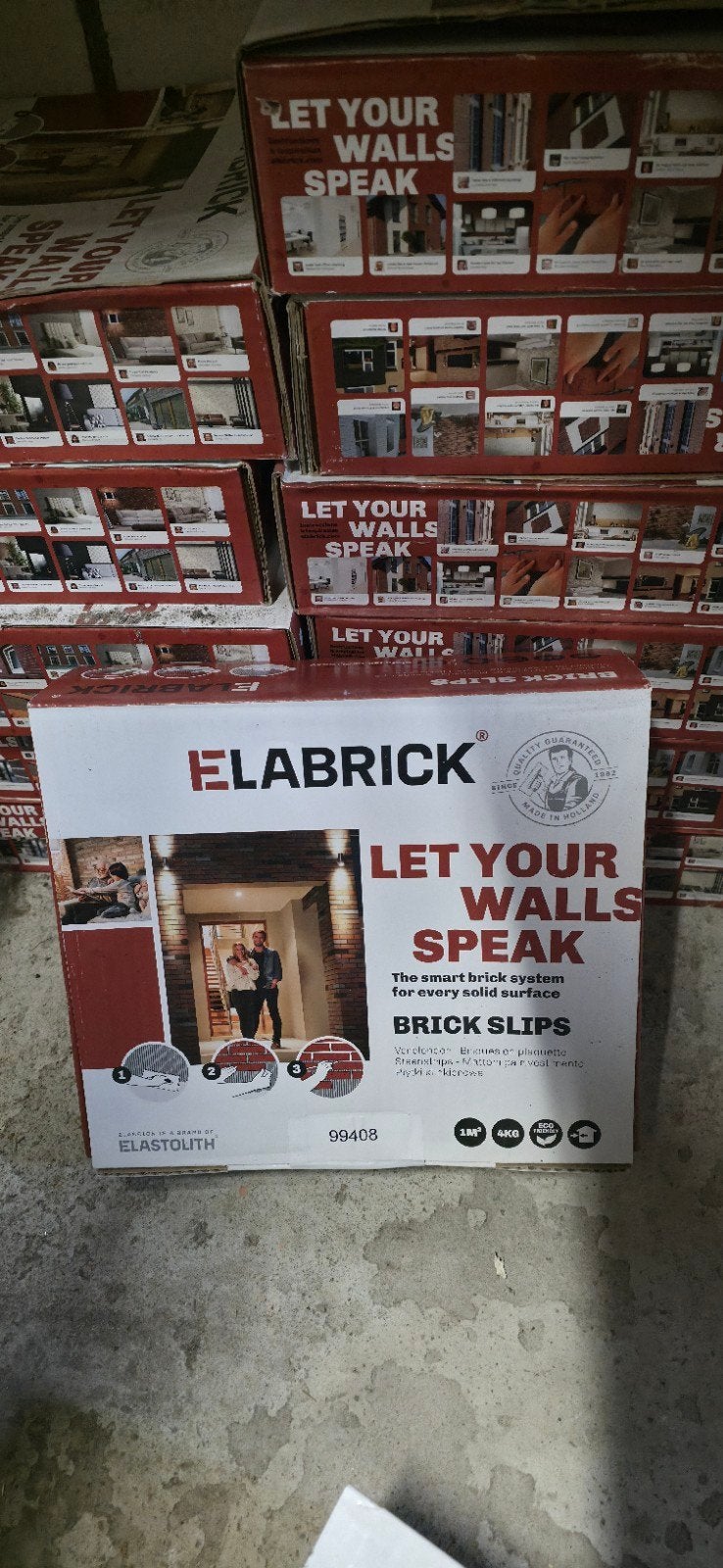 Elabrick/Elastolith roodbruine steenstrips - ca. 12 m², Ophalen, Overige materialen, Wandtegels, Nieuw