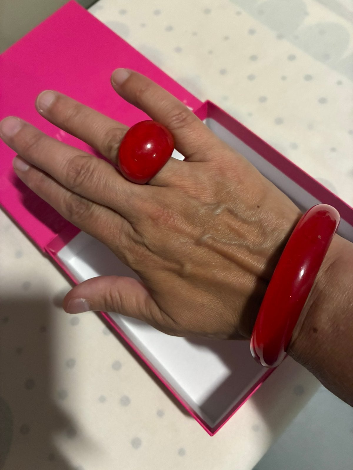 Zsiska rode armband + ring, Sieraden, Tassen en Uiterlijk, Ophalen of Verzenden, Zo goed als nieuw, Rood, Dame