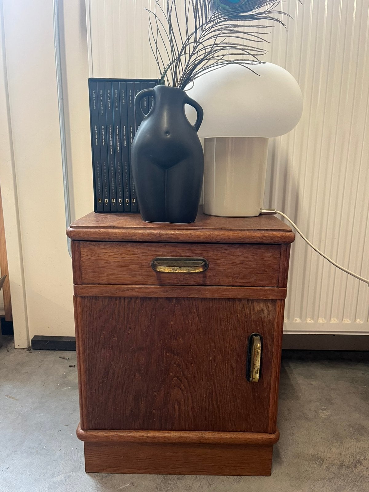 Nachtkastje vintage, Huis en Inrichting, Slaapkamer | Nachtkastjes, Ophalen, Gebruikt, Hout, 45 tot 65 cm