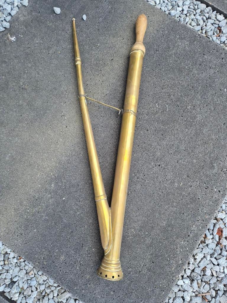 Antieke koperen raamspuit met houten handvat, Antiek en Kunst, Ophalen of Verzenden, Koper