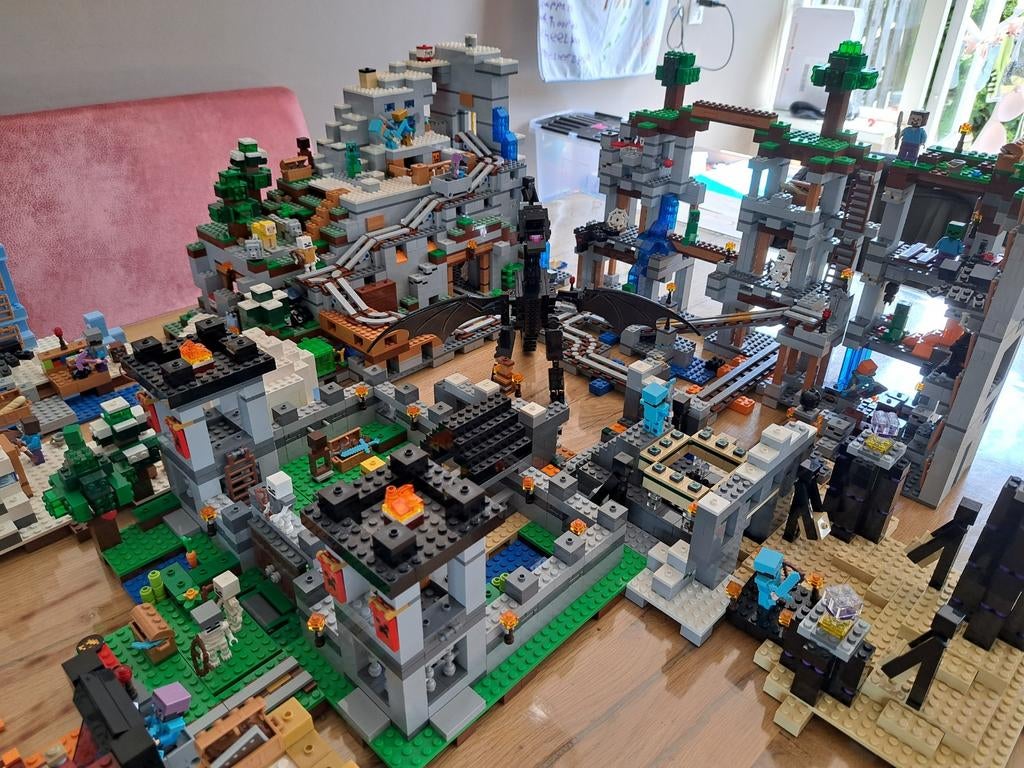 Lego Minecraft wereld! (26 sets, o.a. 21137, 21127, 21118), Ophalen, Gebruikt, Minecraft, Lego