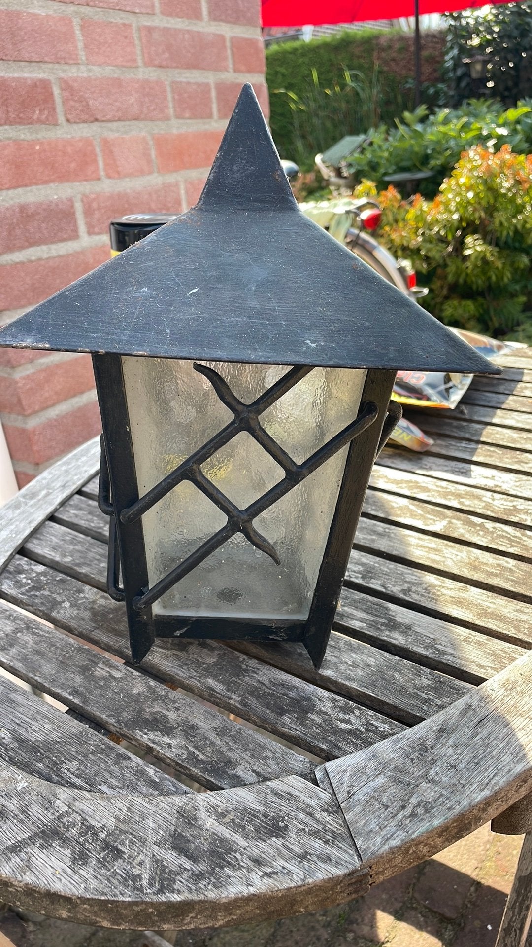 Oude buitenlamp, Tuin en Terras, Buitenverlichting, Ophalen, Wandlamp, 50 tot 250 watt, IJzer