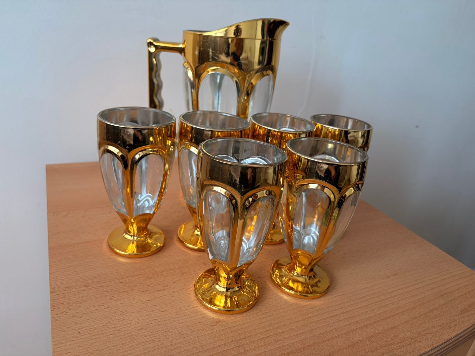 7-delige glazen drankset, Ophalen, Glas of Glazen, Gebruikt, Glas